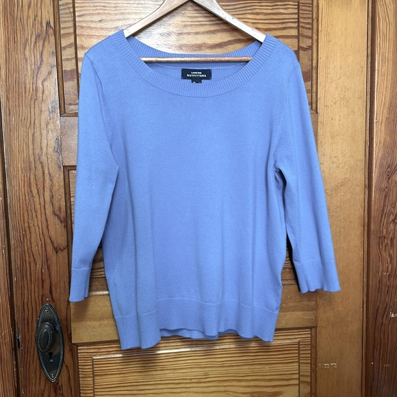 Lands End Outfitters crew neck sweater size Large 3/4 sleeves color powder blue - Picture 1 of 5
